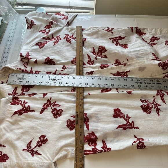 Vintage Kimono White & Red Floral Cotton Lightweight Robe Open Front Japanese - Picture 4 of 7